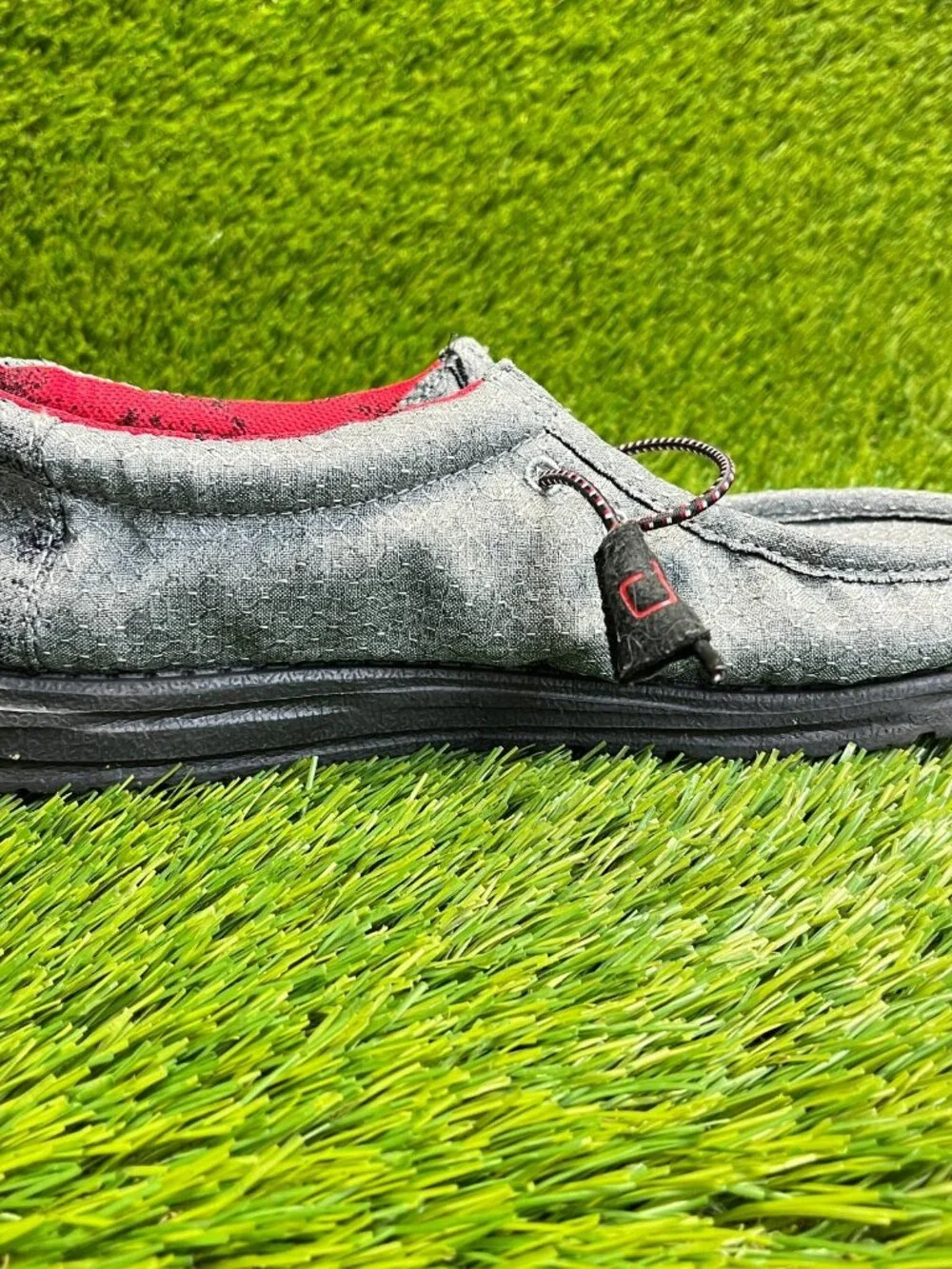 Hey Dude Wally Eco Ascend Ripstop Mens Size 10 Gray Black Casual Slip On Shoes
